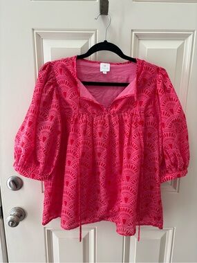 J.Marie Noelle Puff Sleeve Top Size Medium